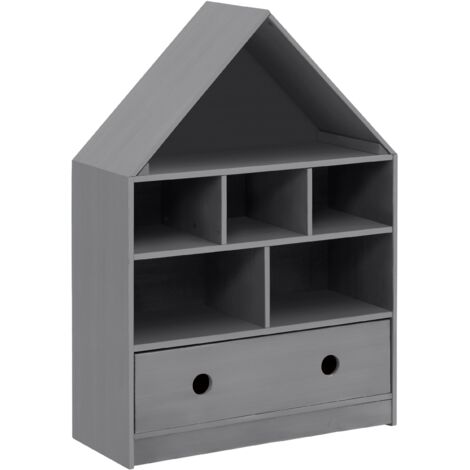 Alpi-Bibliothèque avec toit 1 Porte Gris (1/5)