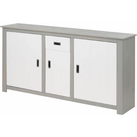 KAMPEN-Buffet avec 3 portes et 1 tiroir en gris blanc (1/5)