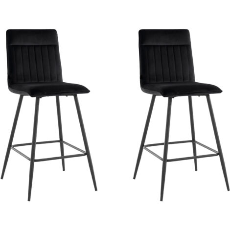 Zeta-Tabouret de bar set de bar de 2 en velours noir (1/5)