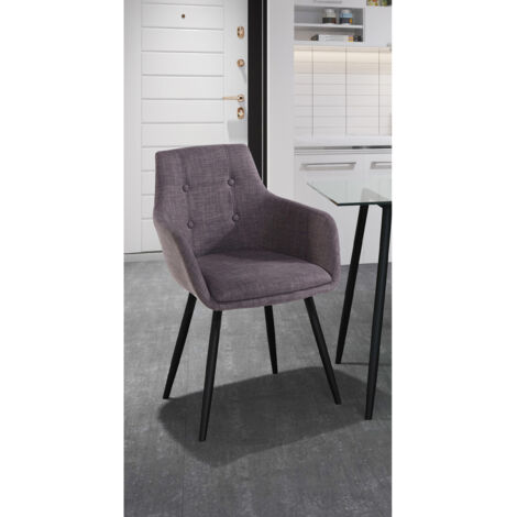 Bradford-Chaise de salle à manger avec accoudoir en tissu gris foncé (1/5)