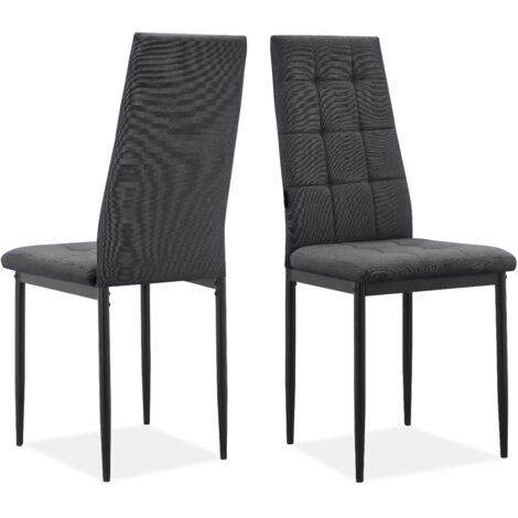 Becca-Chaise de salle à manger en tissu anthracite Set de 2 (1/5)