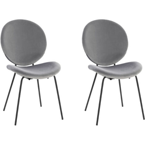 Clive-Chaise en velours gris noir Lot de 2 (1/5)