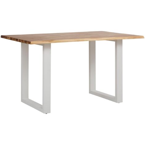 Melody-Table à manger 140 cm 6 places en Bois d’Acacia Blanc (1/4)