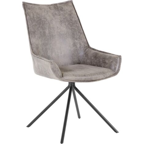 Bodil-Chaise de salle à manger en microfibre et métal gris noir (1/5)