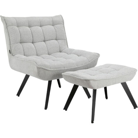Evan-Chaise longue en tissu gris clair (1/5)