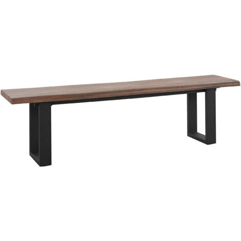 Selina-Banc 180 cm Nature MDF Noir Métal (1/3)