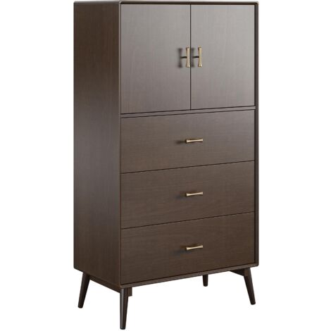 Brittany-Commode à 3 tiroirs en MDF noyer (1/5)