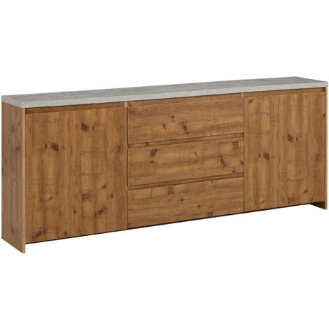 Maribo-Buffet avec 2 portes, 3 tiroirs aspect bois (1/4)