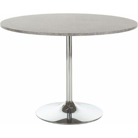 Table à manger ronde 110 cm – Base trompette chromée – Plateau en bois certifié FSC – Pour petits espaces (1/2)
