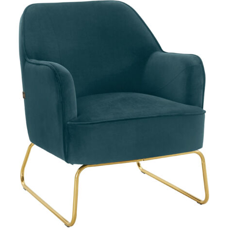 Joshua-Fauteuil d’appoint rembourré en velours pétrole (1/5)