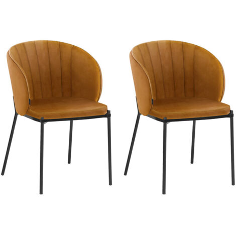 Keira-Chaise de salle à manger en velours de couleur moutarde Set de 2 (1/4)
