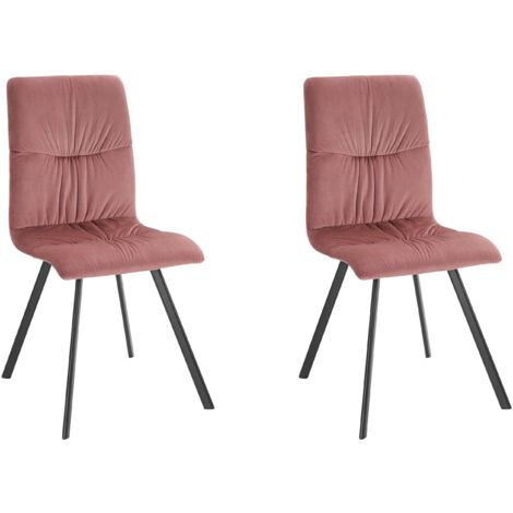 Viggo-Chaise de salle à manger en velours de couleur rose Set de 2 (1/5)