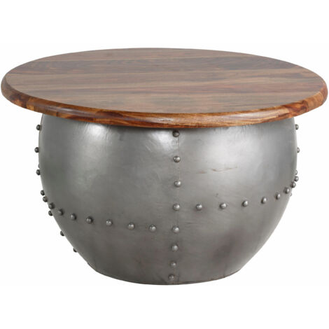 Swaran-Table basse 75 cm en Bois de Manguier Brun Métal (1/2)