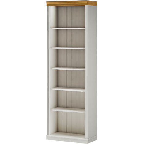 Anita-Bibliothèque avec 5 étagères en pin miel blanc (1/5)