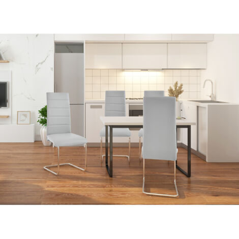 Adora-Lot de 4 chaises gris clair chrome (1/5)