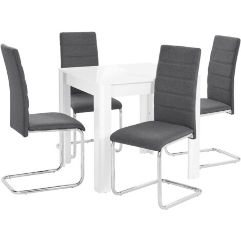 Lynn & Doris-Set de Table à Manger 80x80cm avec 4 Chaises Anthracite (1/2)