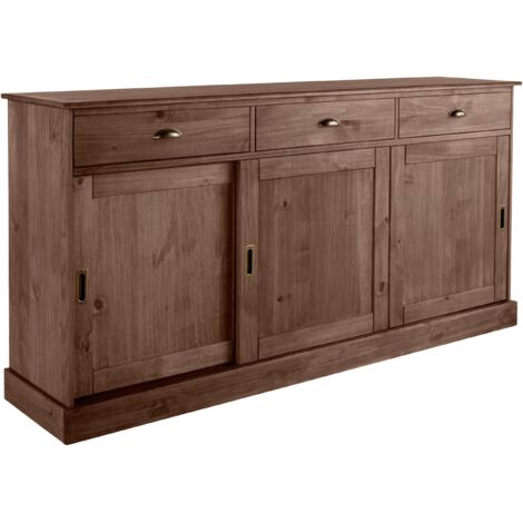 HarryBuffet avec 3 portes et 3 tiroirs en pin laqué marron (1/5)