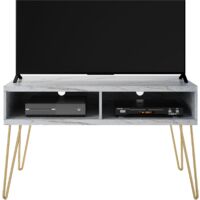 Athena Meuble TV avec 2 compartiments en marbre blanc