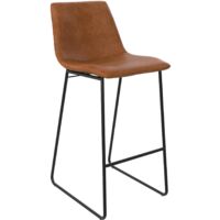 Bowden-Tabouret de bar en simili cuir caramel