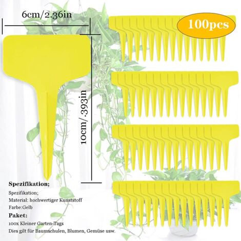 Wasserdichte Pflanzenetiketten - 100 Stück Gartenmarker Gelb