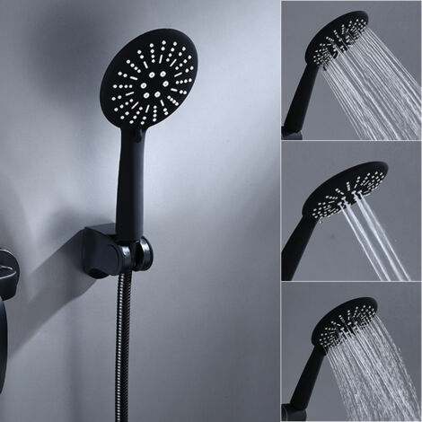 Tigrezy Duscharmatur mit Handbrause, schwarzer Duscharmatur, Wandmontage, Badewannenarmatur mit Halter und 150 cm Brauseschlauch für Badezimmer