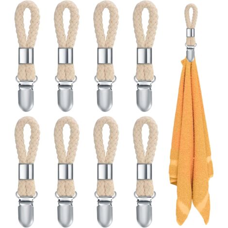 12x Leder Handtuch-Clips - Geschirrtuchhalter Für Küche & Bad | 6 Farben