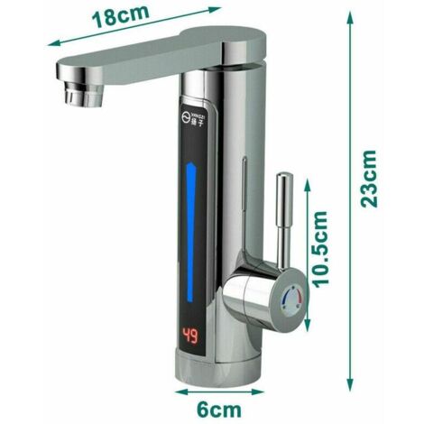 Tigrezy LED 3300W Bathroom Faucet Instant Water Heater Electric Faucet Instant Heating 360° Rotatable for Kitchen and Bathroom Silver