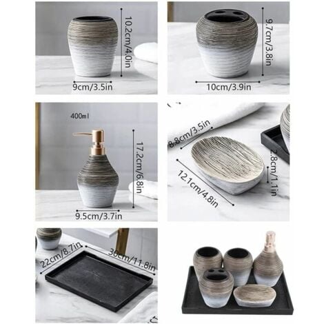 Ceramic Bathroom Accessory Set 5 Piece Bathroom Accessories with Tray