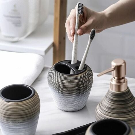 Ceramic Bathroom Accessory Set 5 Piece Bathroom Accessories with Tray