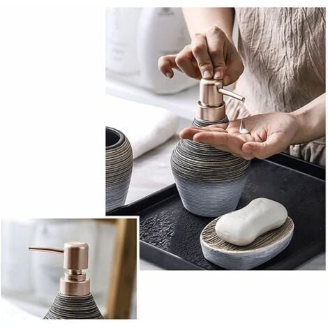 Ceramic Bathroom Accessory Set 5 Piece Bathroom Accessories with Tray