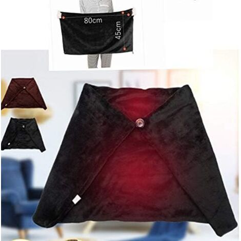Electric Heating Shawl Heated Blanket Breathable USB Heated Shawl Unisex for Pain Relief Shoulder Knees Stomach Black