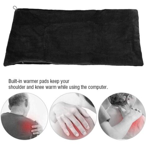 Electric Heating Shawl Heated Blanket Breathable USB Heated Shawl Unisex for Pain Relief Shoulder Knees Stomach Black