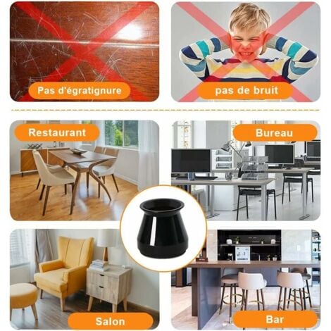 32 Pieces Black Silicone Chair Leg Caps, Small Chair Pads, Silicone Chair Leg Floor Protectors with Felt Pads, for Hardwood and Tile Floors