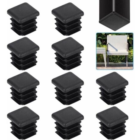Tigrezy 20pcs Square Tube Caps 20 20mm Square Tube End Cap Black Plastic Square Tube Plugs Square Fin End Cap Solid Chair End Cap Chair Tube End Cap Table Leg for Chair