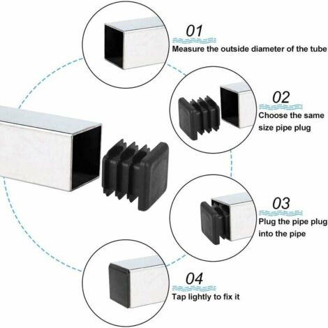 Tigrezy 20pcs Square Tube Caps 20 20mm Square Tube End Cap Black Plastic Square Tube Plugs Square Fin End Cap Solid Chair End Cap Chair Tube End Cap Table Leg for Chair