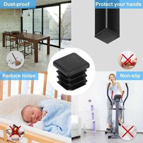 Tigrezy 20pcs Square Tube Caps 20 20mm Square Tube End Cap Black Plastic Square Tube Plugs Square Fin End Cap Solid Chair End Cap Chair Tube End Cap Table Leg for Chair