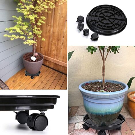 Tigrezy Set of 2 Plant Caddy,Round Flower Pot Potted Plant Stand on Wheels,Heavy Duty Rack on Wheels Dolly Trolley Saucer