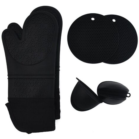 Tigrezy Oven Gloves Oven Gloves Set of 6 Pot Holders, Cooking Gloves Silicone and Cotton Kitchen Gloves Oven