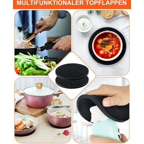 Tigrezy Oven Gloves Oven Gloves Set of 6 Pot Holders, Cooking Gloves Silicone and Cotton Kitchen Gloves Oven