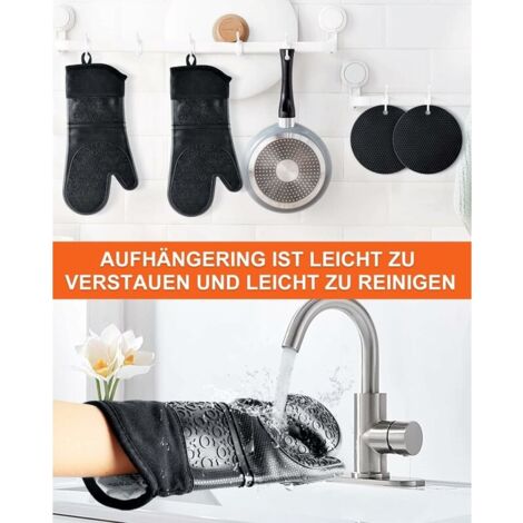 Tigrezy Oven Gloves Oven Gloves Set of 6 Pot Holders, Cooking Gloves Silicone and Cotton Kitchen Gloves Oven