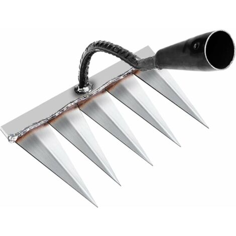 Tigrezy Garden Rake - Traditional Carbon Steel Rake, Toothed Rake, for Weeding/Detangling/Sowing 5 Steel Tines (without stick)