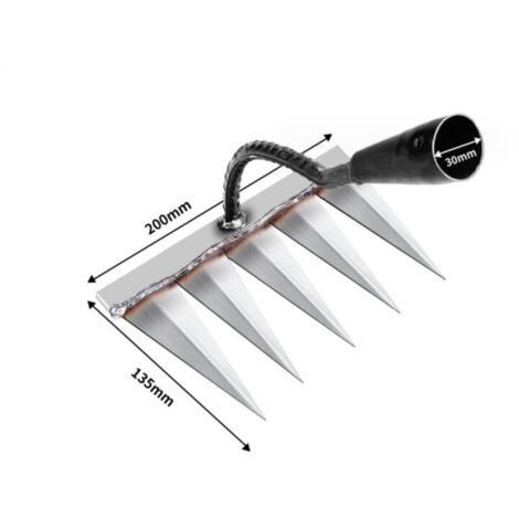 Tigrezy Garden Rake - Traditional Carbon Steel Rake, Toothed Rake, for Weeding/Detangling/Sowing 5 Steel Tines (without stick)
