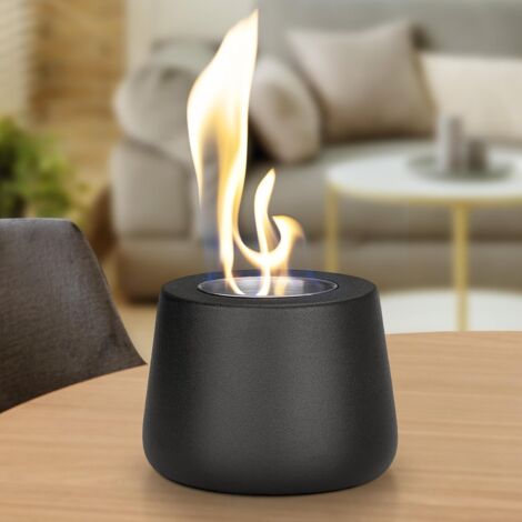 Tigrezy-Indoor Tabletop Fireplace Bioethanol Tabletop Fireplace for Indoor and Outdoor Use Ceramic Tabletop Brazier Ethanol Fireplace for Garden (Black)