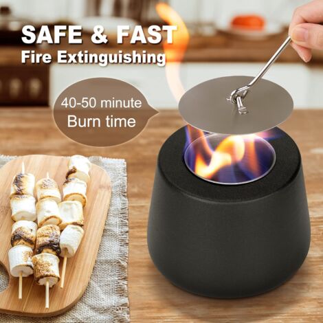 Tigrezy-Indoor Tabletop Fireplace Bioethanol Tabletop Fireplace for Indoor and Outdoor Use Ceramic Tabletop Brazier Ethanol Fireplace for Garden (Black)