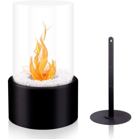 Tigrezy-Tabletop Ethanol Fireplace, 16.5 x 16.5 x 27.5 cm, Black