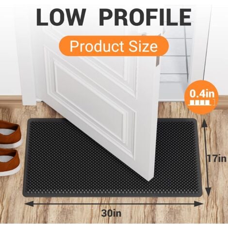 Outdoor Doormat, Silicone Indoor and Outdoor Door Mat, Non-Slip Washable Entrance Mat, Outdoor Rug for Entrance, Bedroom, Kitchen, Hallway, 43 x 76 cm, Black
