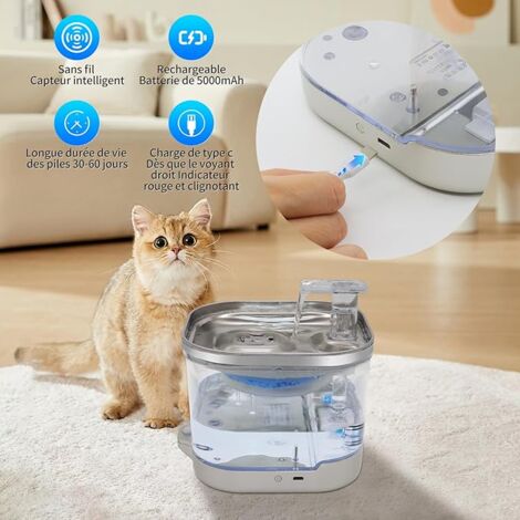 Tigrezy Cat Water Fountain, 2L Automatic Cat and Dog Water Fountain with Motion Sensor, Ultra Quiet Water Pump and 3 Filters, for Pets