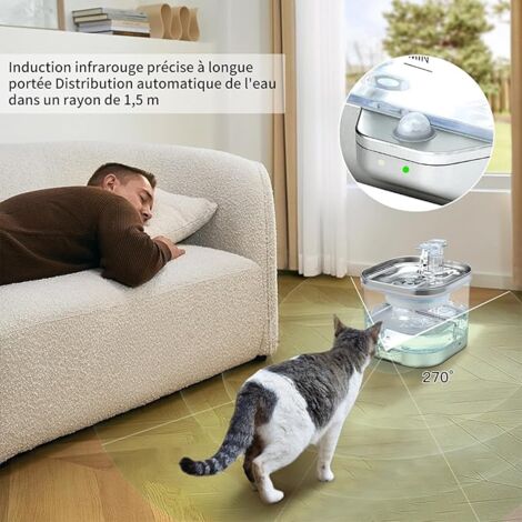 Tigrezy Cat Water Fountain, 2L Automatic Cat and Dog Water Fountain with Motion Sensor, Ultra Quiet Water Pump and 3 Filters, for Pets
