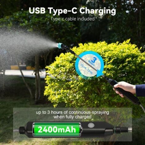 Electric Garden Sprayer Telescopic Lance Sprayer Pressure Sprayer with 3 Nozzles and 8M Hoses for Watering