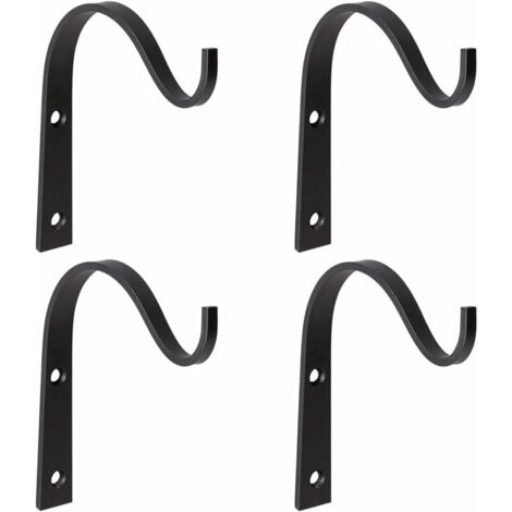 Tigrezy 4 Pieces Wall Hanging Plant Hook, Wrought Iron Plant Hanger Hooks, Metal Wrought Iron Hanging Basket Brackets for Basket Lantern Garden Balcony Decor